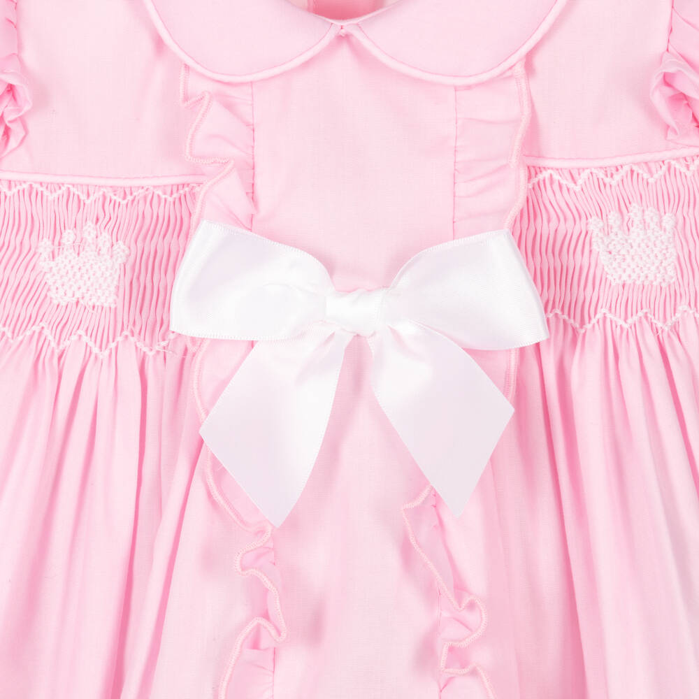 Caramelo Kids-Girls Pink Cotton Smocked Dress | Childrensalon Outlet
