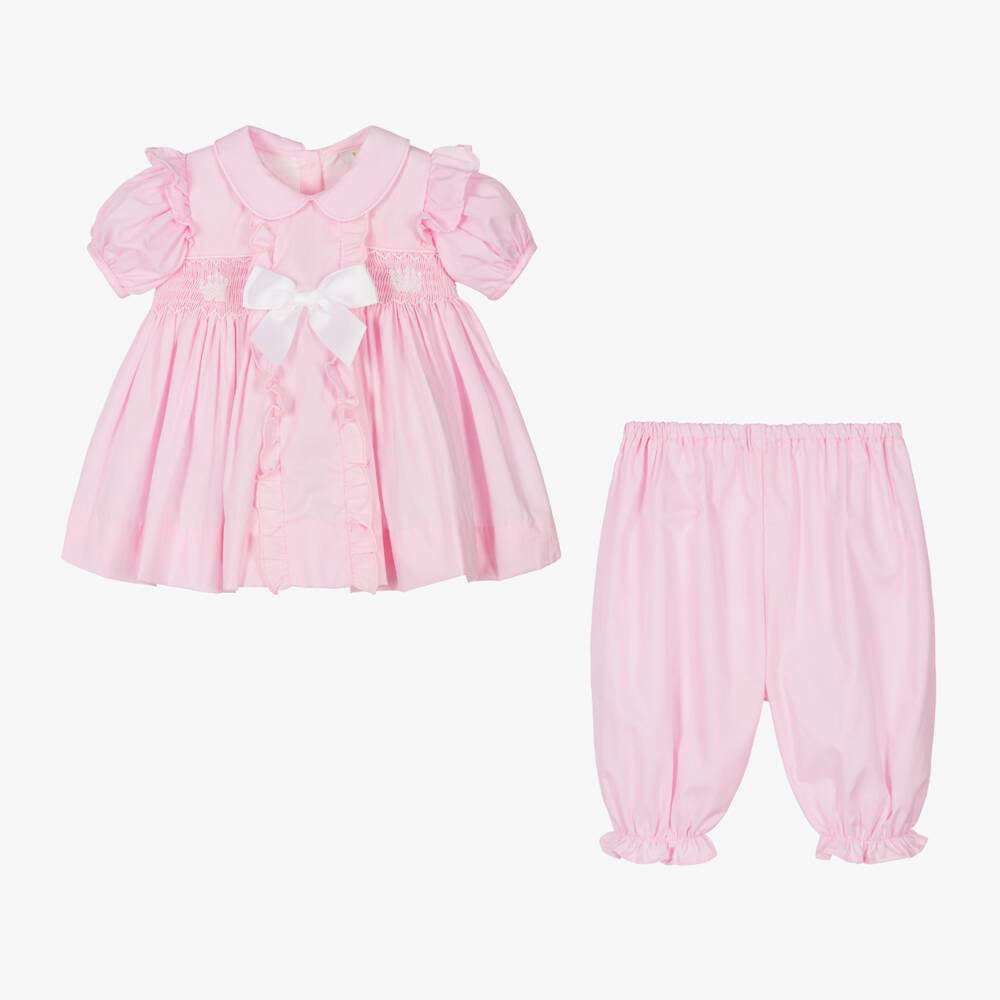 Caramelo Kids-Girls Pink Cotton Smocked Dress | Childrensalon Outlet