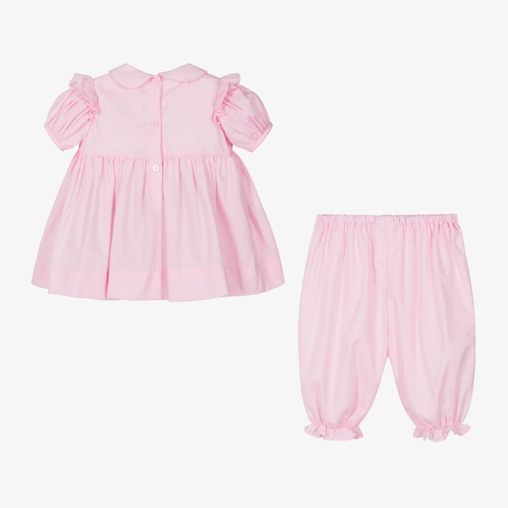 Caramelo Kids-Girls Pink Cotton Smocked Dress | Childrensalon Outlet