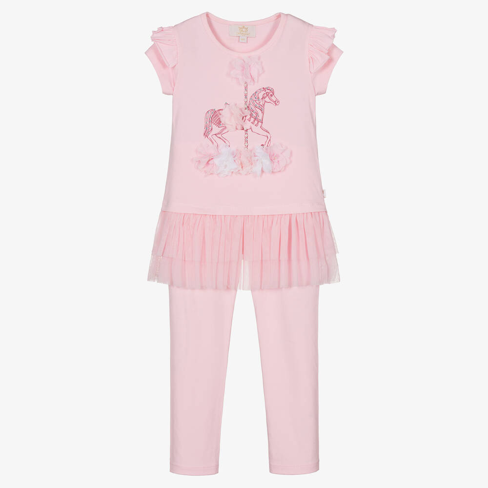 Caramelo Kids - Girls Pink Cotton Top & Leggings Sets | Childrensalon