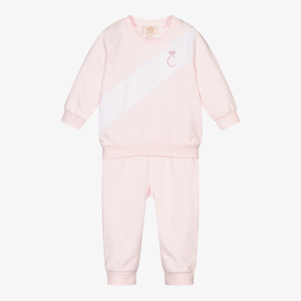 Caramelo Kids-Girls Pink Cotton Tracksuit | Childrensalon Outlet