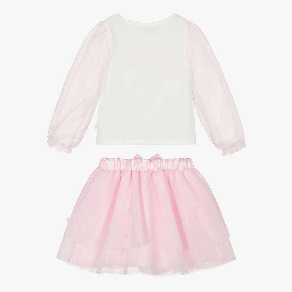 Caramelo Kids-Girls Pink Cotton & Tulle Ballerina Skirt Set | Childrensalon Outlet