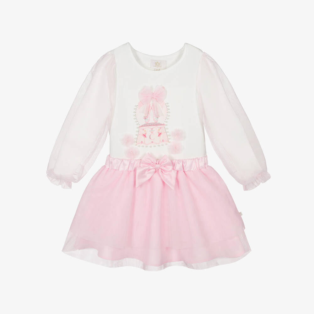 Caramelo Kids-Girls Pink Cotton & Tulle Ballerina Skirt Set | Childrensalon Outlet