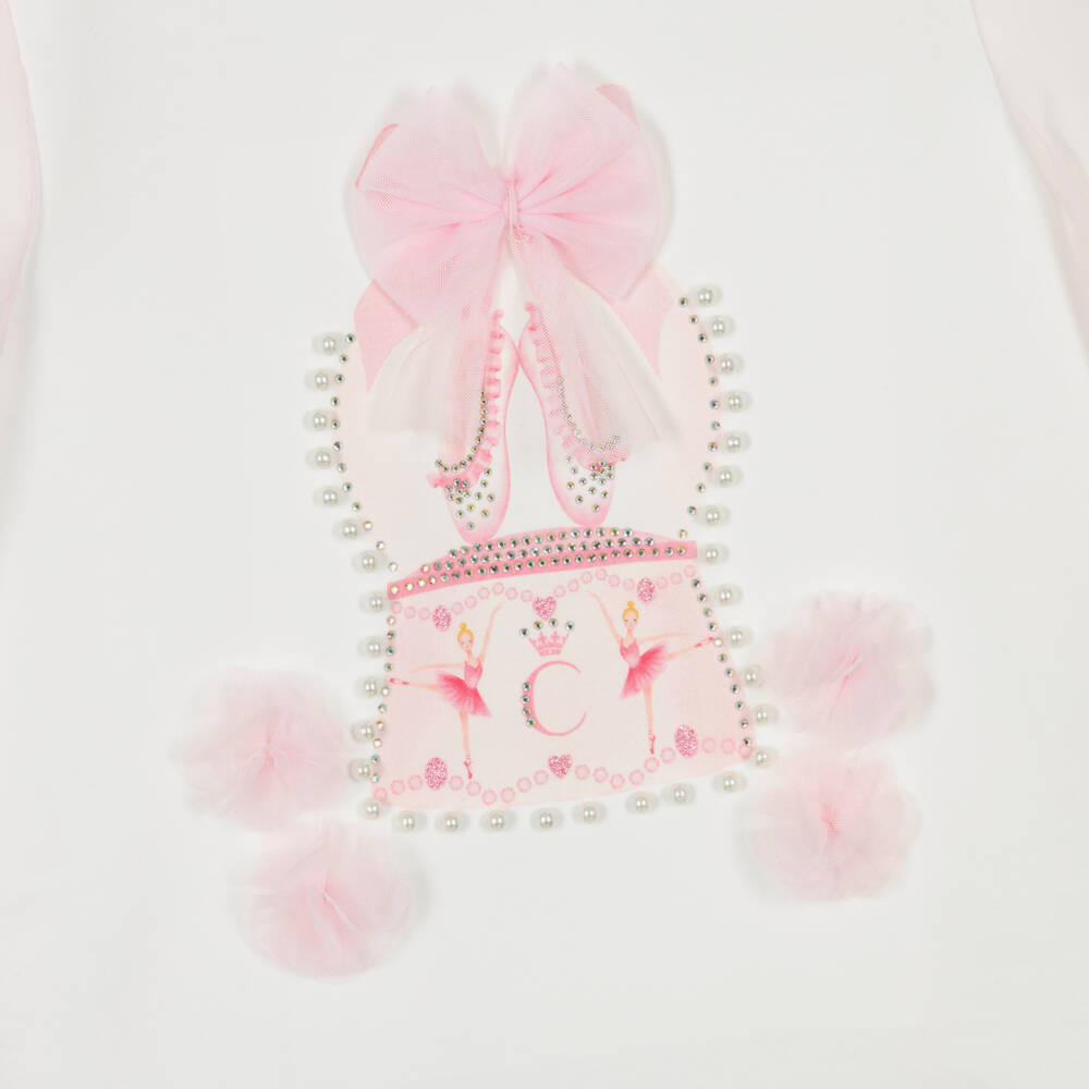 Caramelo Kids-Girls Pink Cotton & Tulle Ballerina Skirt Set | Childrensalon Outlet