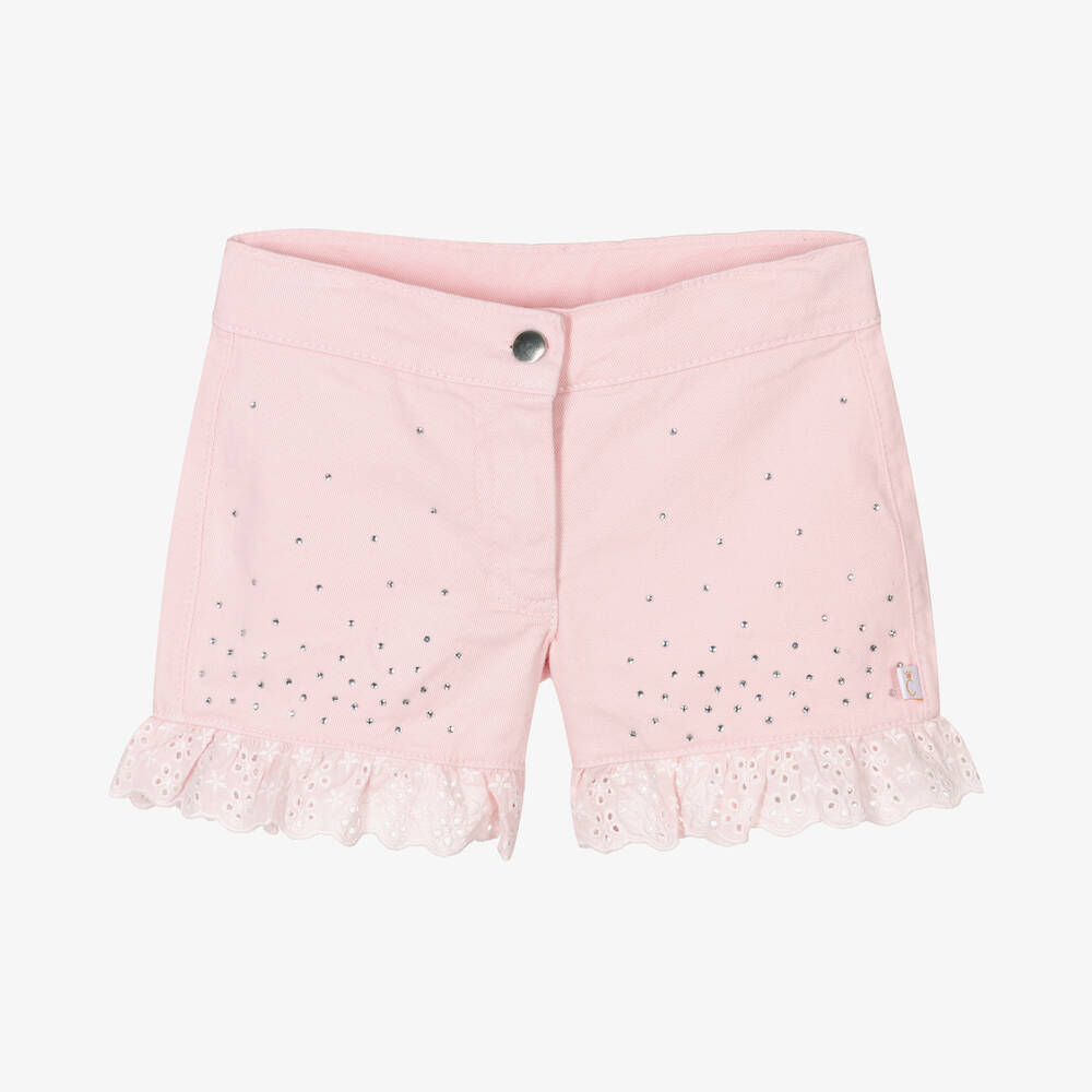 Caramelo Kids - Girls Pink Diamanté Shorts | Childrensalon