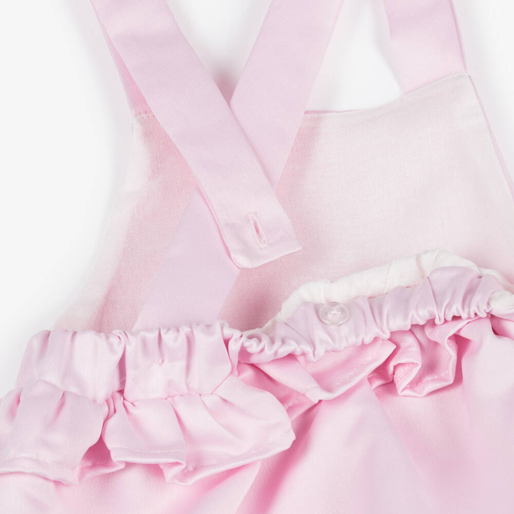 Caramelo Kids-Girls Pink Dungaree Babysuit Set with Bow Headband | Childrensalon Outlet