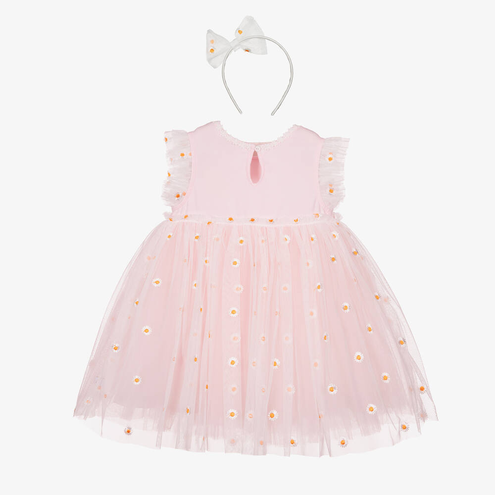 Caramelo Kids-Girls Pink Embroidered Tulle Dress Set | Childrensalon Outlet