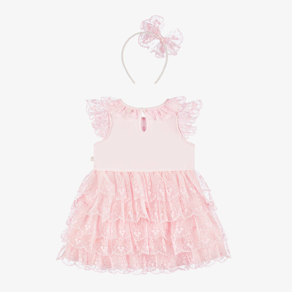 Caramelo Kids-طقم فستان تول دانتيل وردي للبنات | Childrensalon Outlet