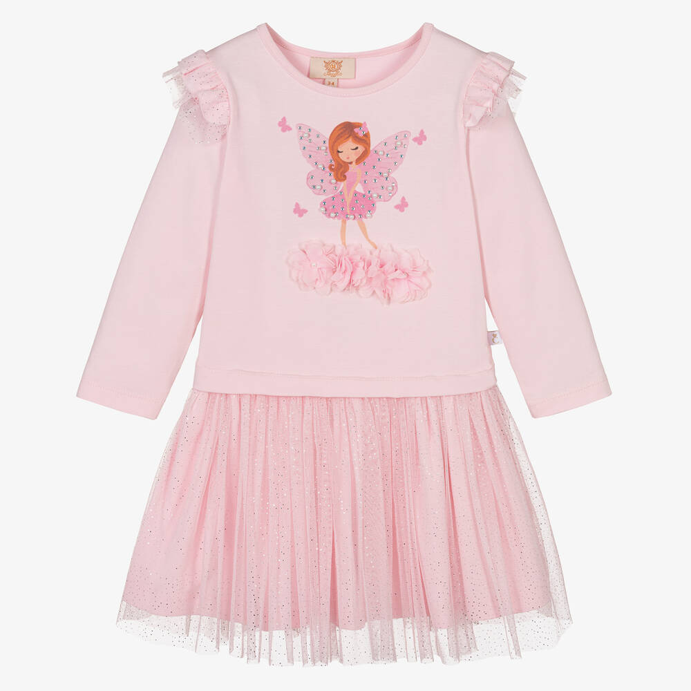 Caramelo Kids - Розовое платье с феей и юбкой из тюля | Childrensalon