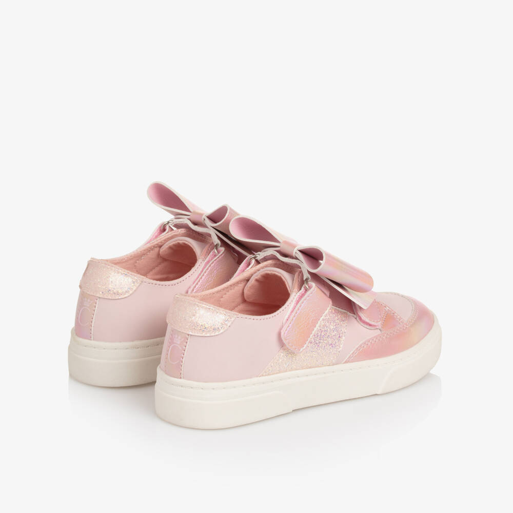 Caramelo Kids-Girls Pink Faux Leather Bow Trainers | Childrensalon Outlet