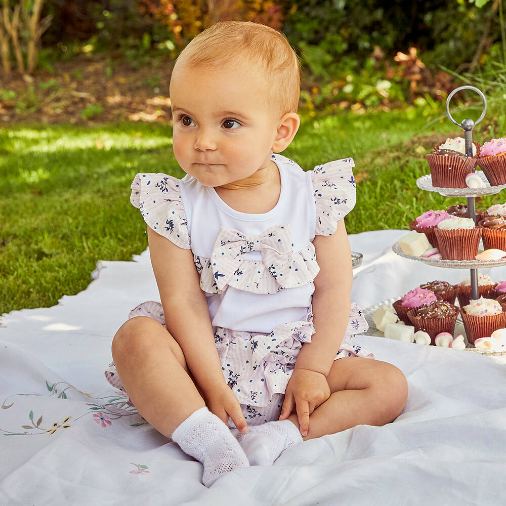 史上最も激安 Caramelo Childrensalon | Set Shorts Floral Pink Girls - Kids ワンピース