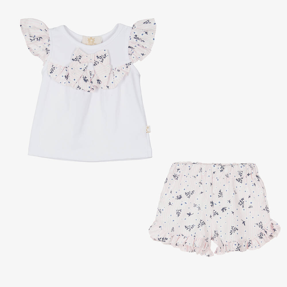 Caramelo Kids-Girls Pink Floral Shorts Set | Childrensalon Outlet