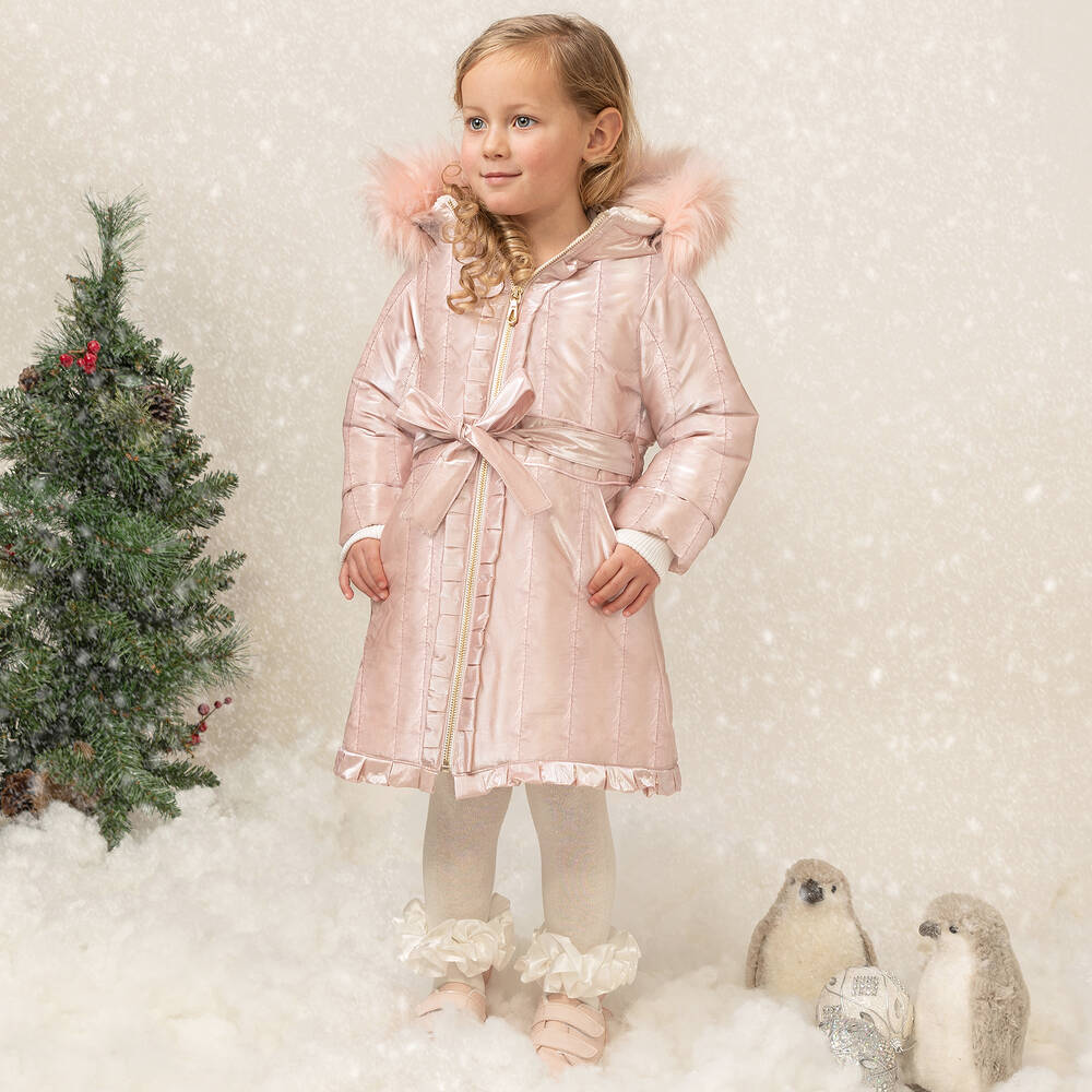 Pink fur lined coat hot sale