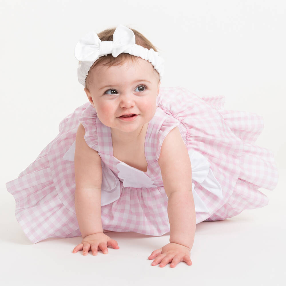 Caramelo Kids-Girls Pink Gingham Cotton Frock | Childrensalon Outlet
