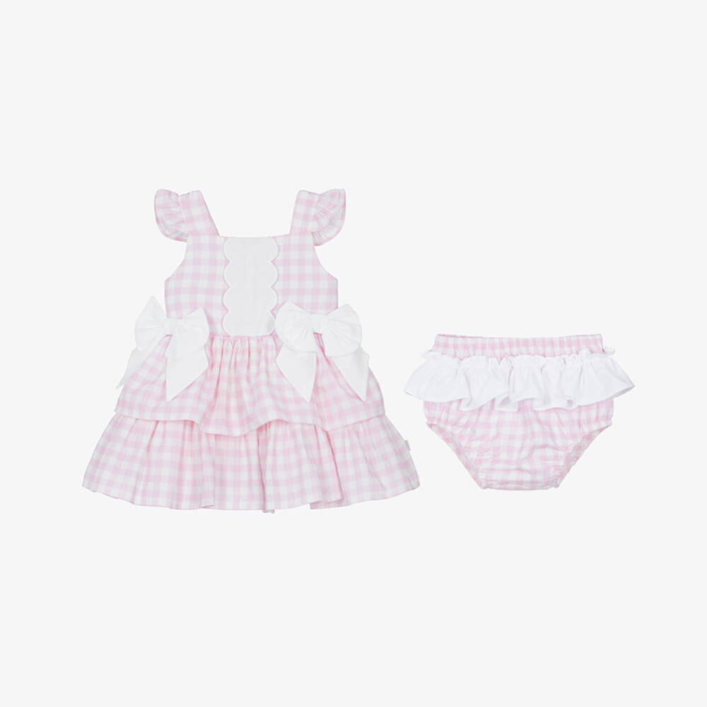 Caramelo Kids-Girls Pink Gingham Cotton Frock | Childrensalon Outlet