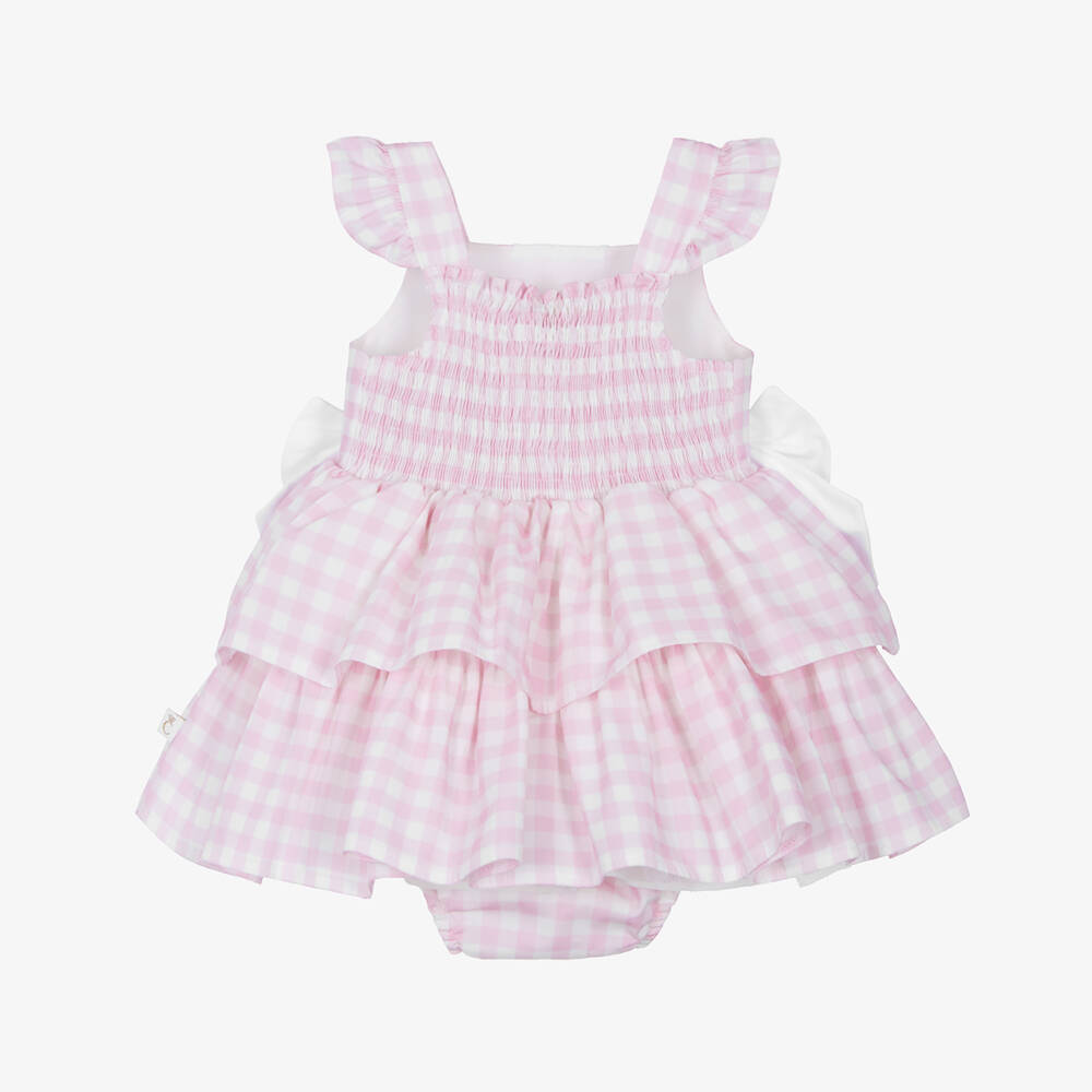 Caramelo Kids-Girls Pink Gingham Cotton Frock | Childrensalon Outlet