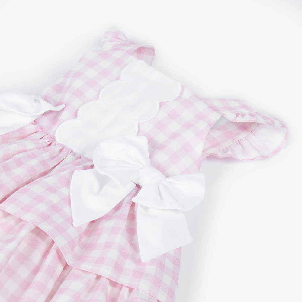 Caramelo Kids-Girls Pink Gingham Cotton Frock | Childrensalon Outlet