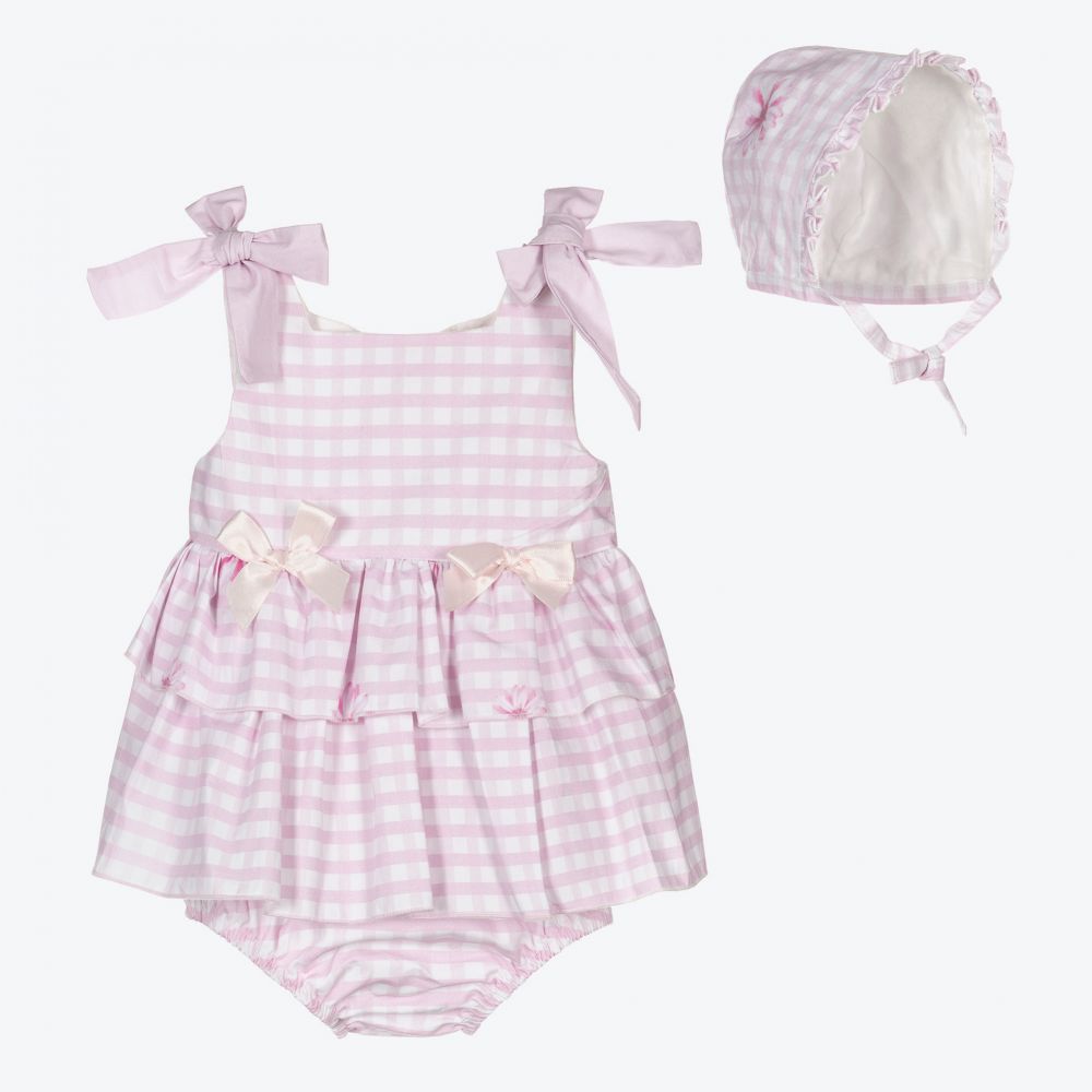 Caramelo Kids - Girls Pink Gingham Dress Set | Childrensalon