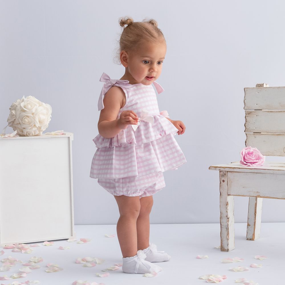 Pink gingham 2025 baby dress