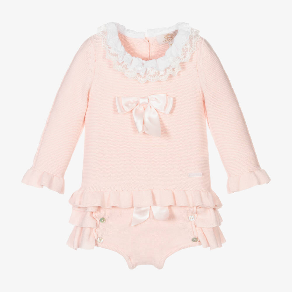 Caramelo Kids-Girls Pink Knit Top and Skort Ensemble | Childrensalon Outlet