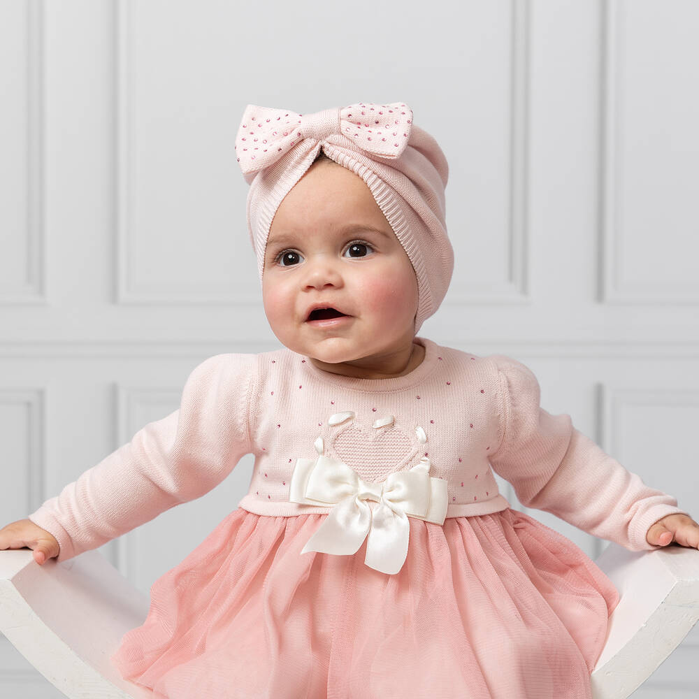 كاراميلو كيدز -طقم فستان قطن محبوك وتول لون زهري | Childrensalon Outlet