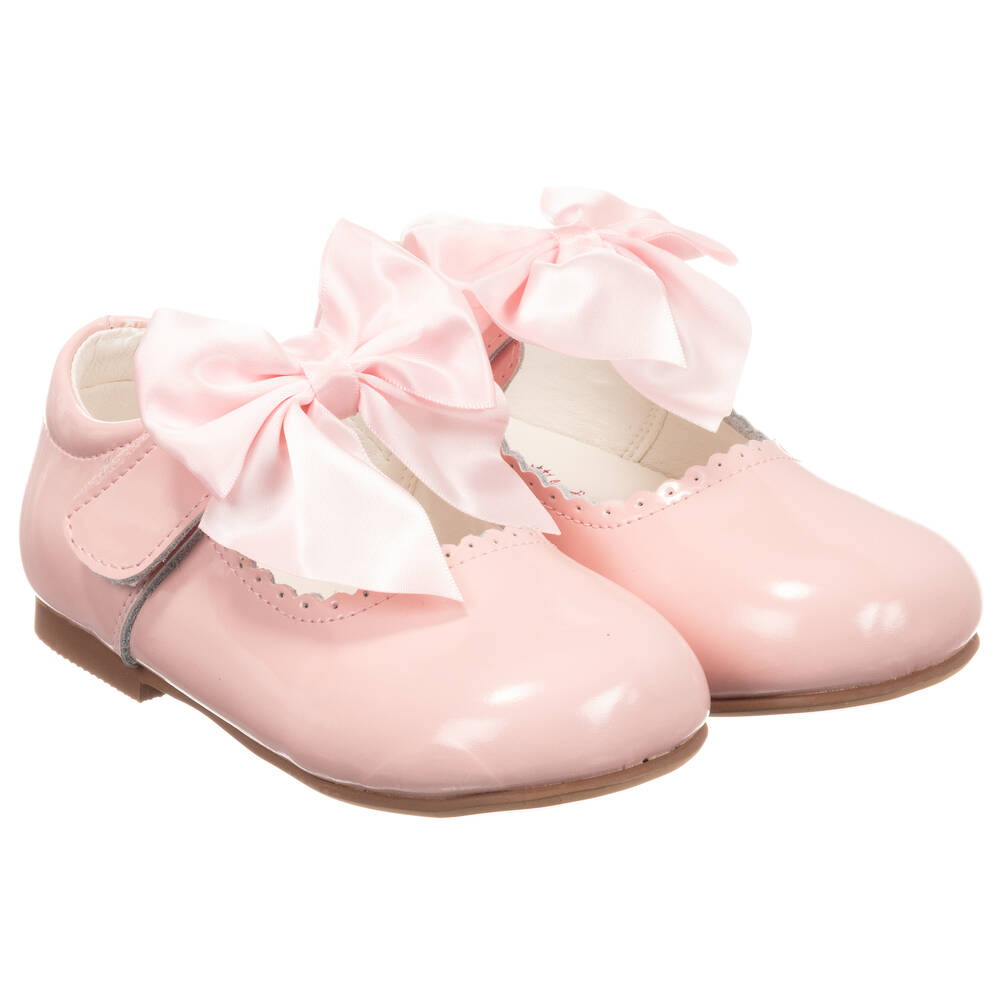 Caramelo Kids - Girls Pink Patent Bow Shoes | Childrensalon