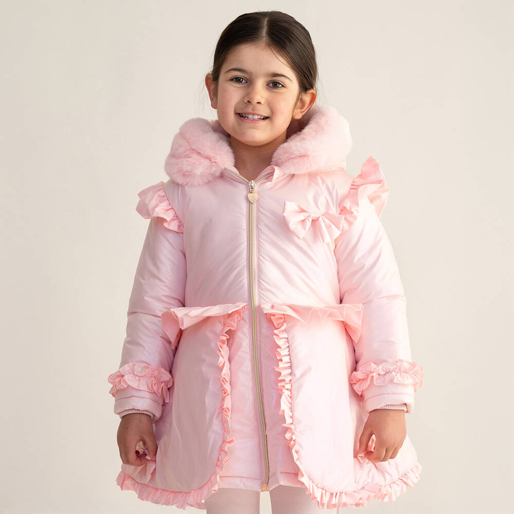 Caramelo Kids-Girls Pink Pearlescent Padded Coat | Childrensalon Outlet