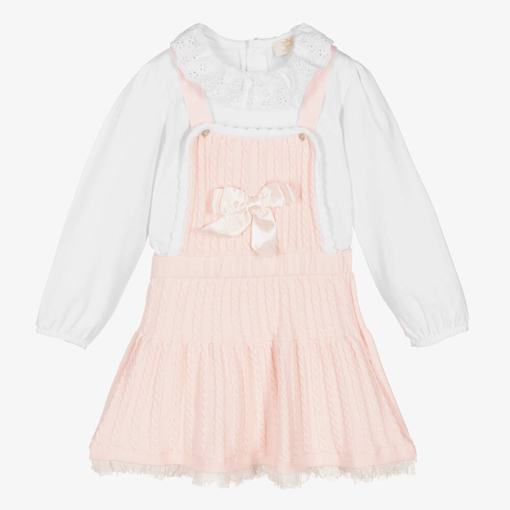 Caramelo Kids - Girls Pink Pinafore Dress Set | Childrensalon