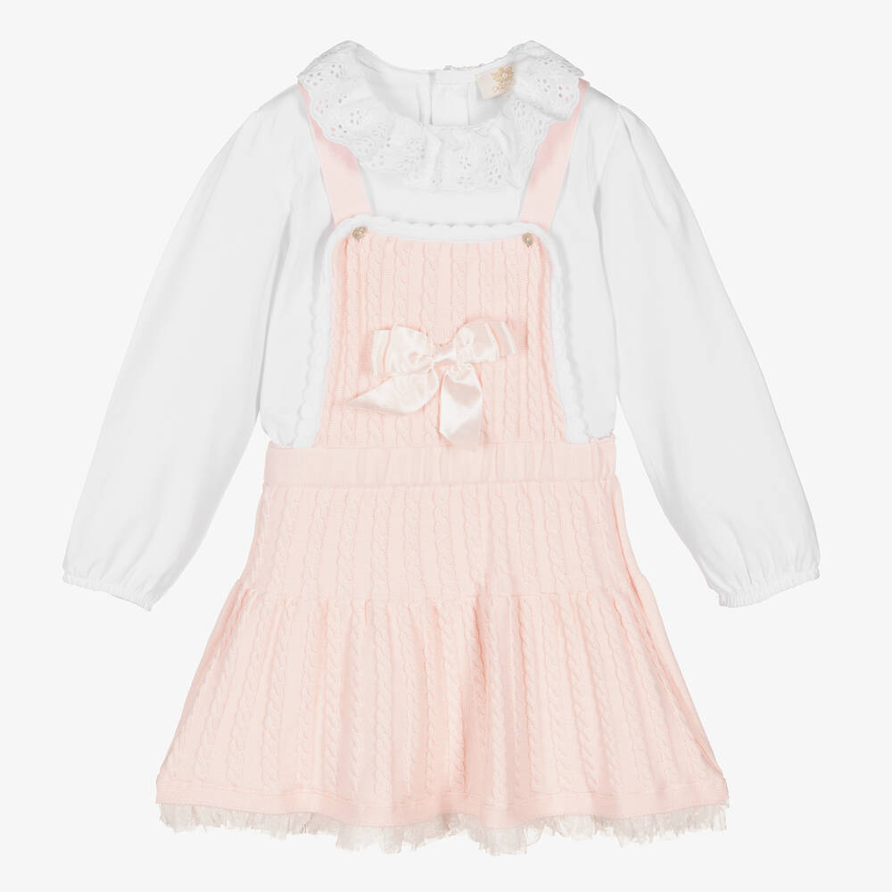 Pink pinafore deals dress