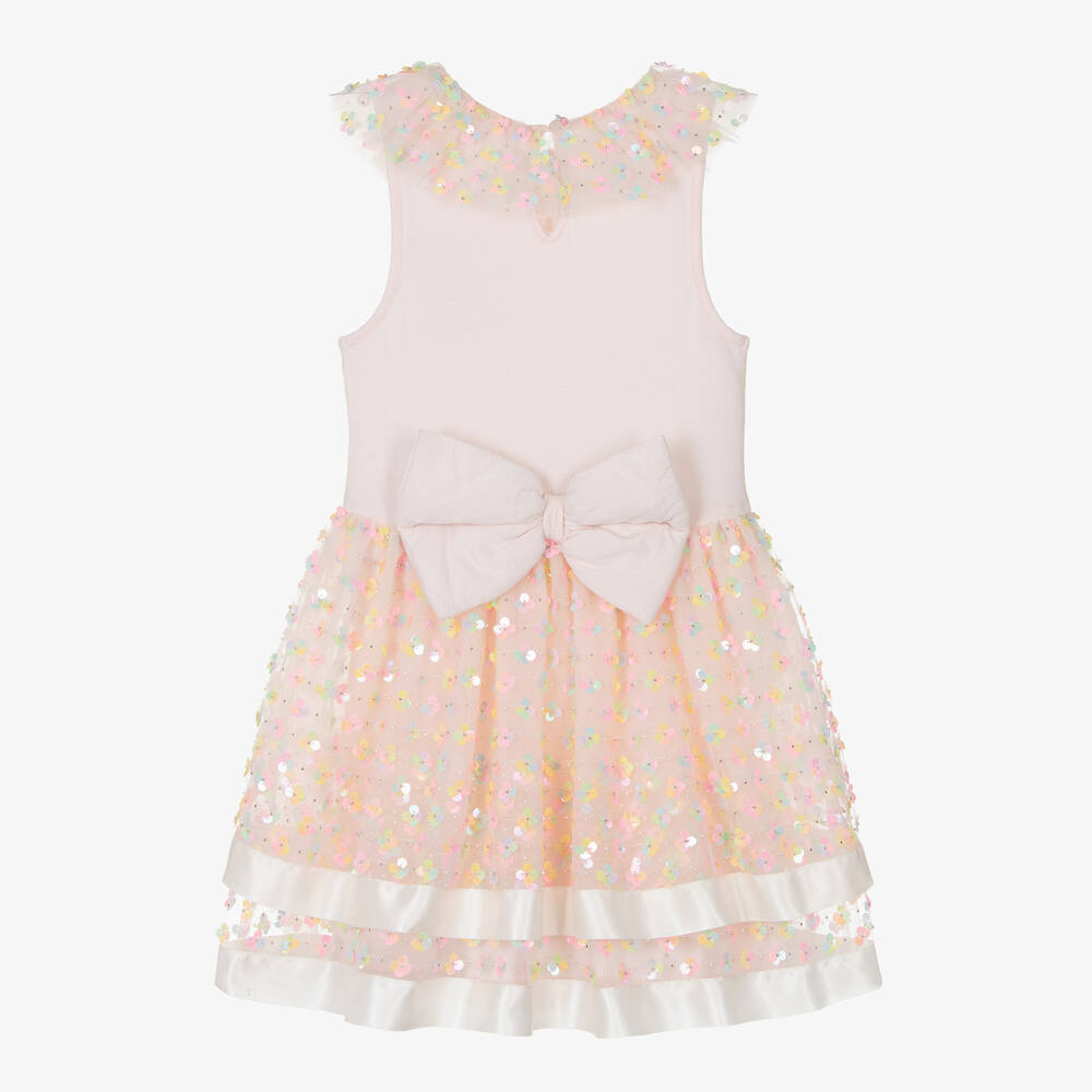 Caramelo Kids-Girls Pink Rainbow Sequin & Diamanté Dress | Childrensalon Outlet