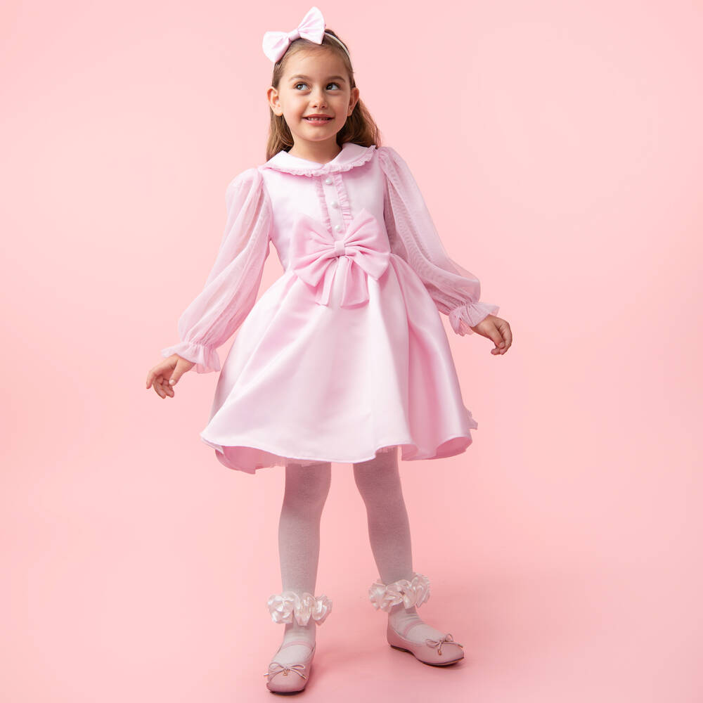 Caramelo Kids-طقم فستان ساتان لون زهري | Childrensalon Outlet