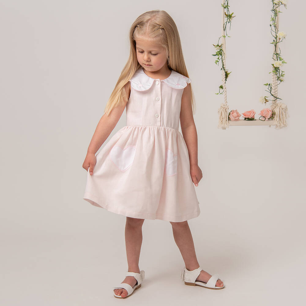 Caramelo Kids - Girls Pink Scallop Heart Dress | Childrensalon Outlet