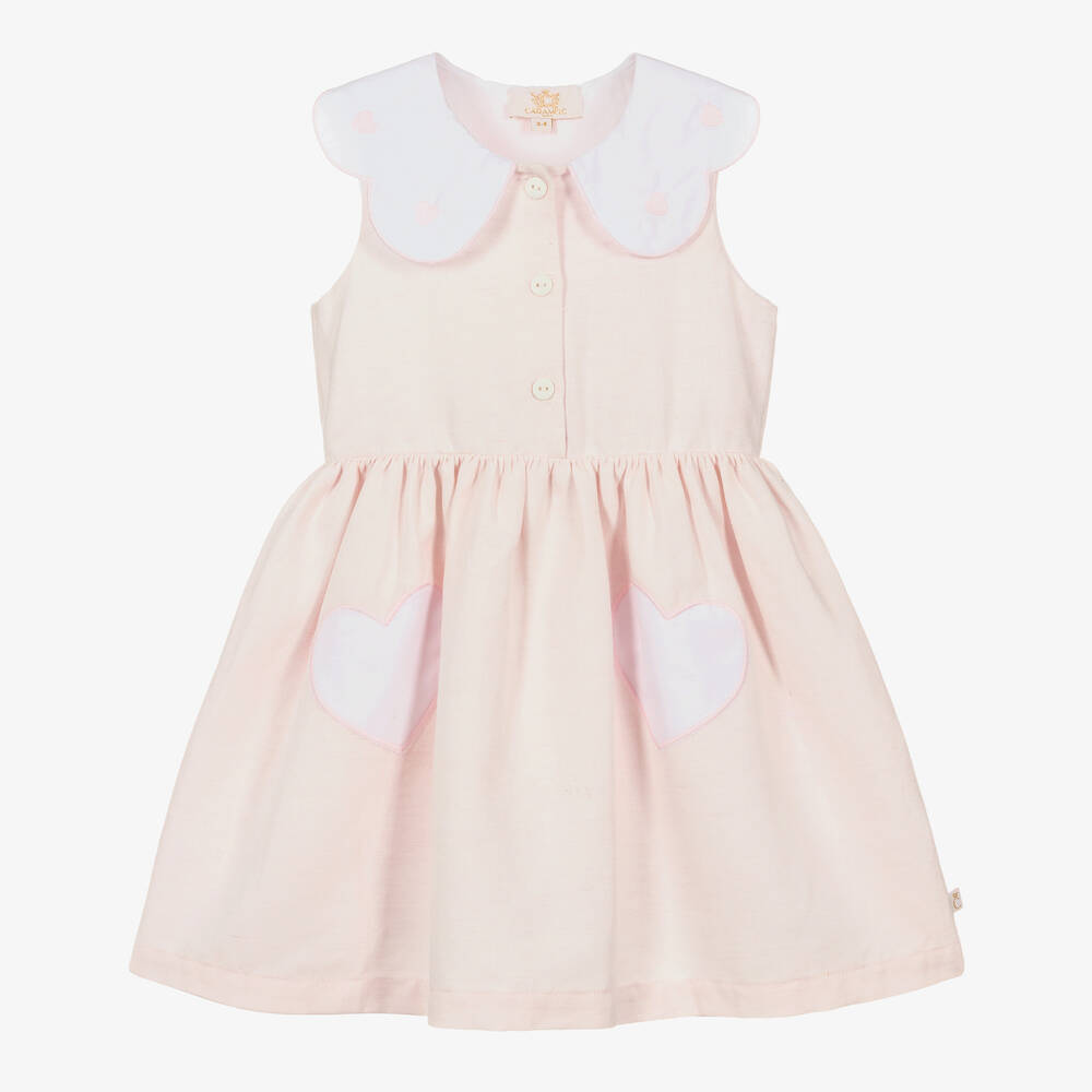 Caramelo Kids - Rosa Herzchenkleid mit Bogenkante | Childrensalon