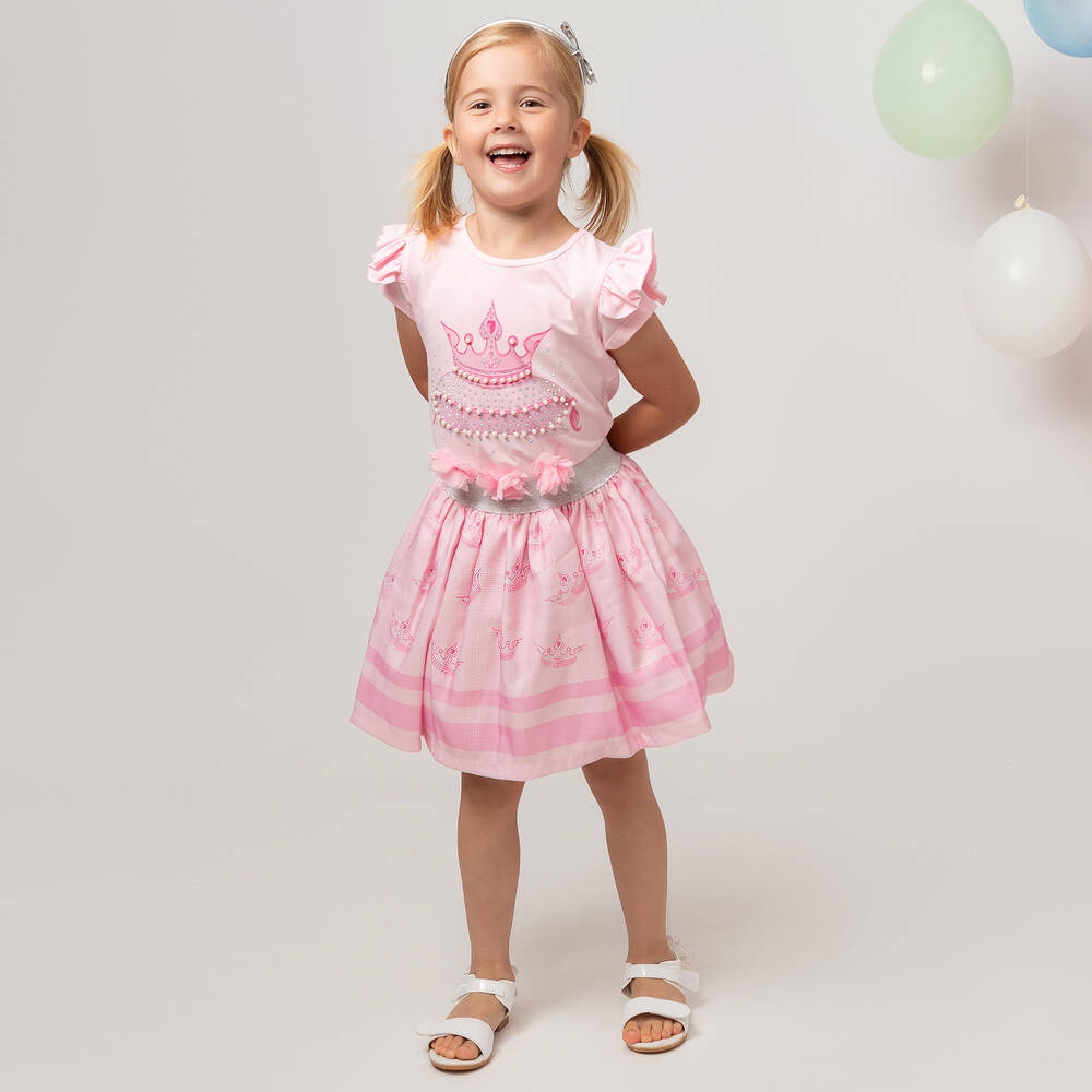 Caramelo Kids-Girls Pink Top & Skirt Set | Childrensalon Outlet