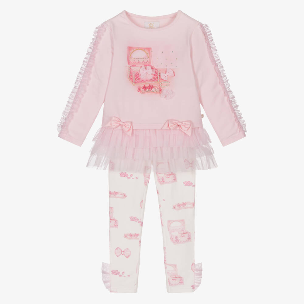 Caramelo Kids-Розовый комплект с леггинсами из тюля для девочек | Childrensalon Outlet