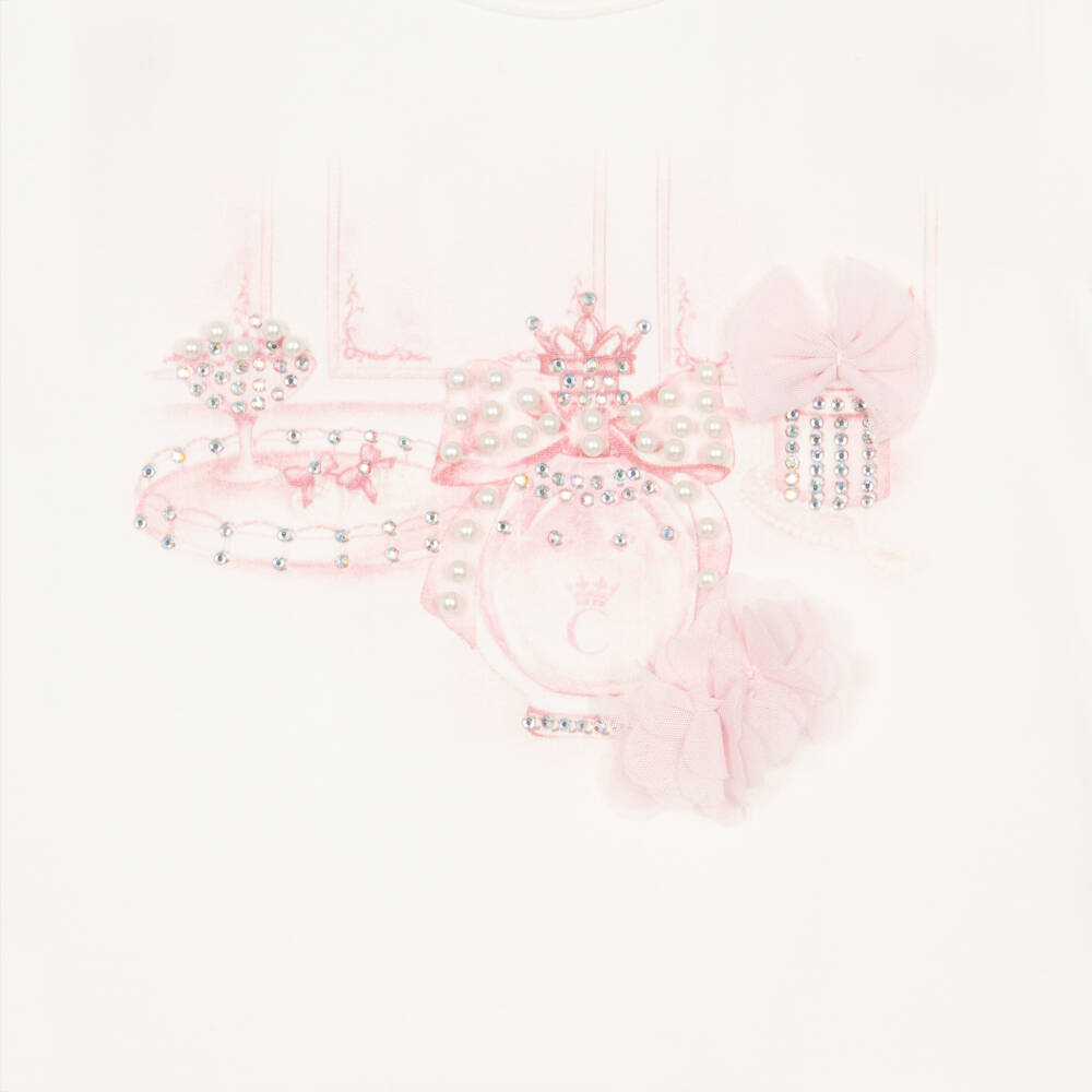 Caramelo Kids-Girls Pink Tulle Skirt Set with Frills, Pearls & Diamantés | Childrensalon Outlet
