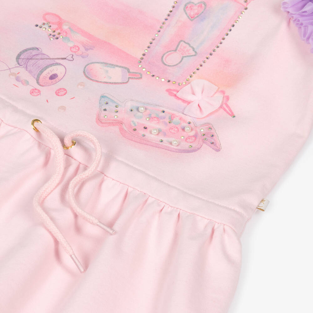 Caramelo Kids-Girls Pink Tulle Trim Cotton Jersey Dress with Tumbler | Childrensalon Outlet