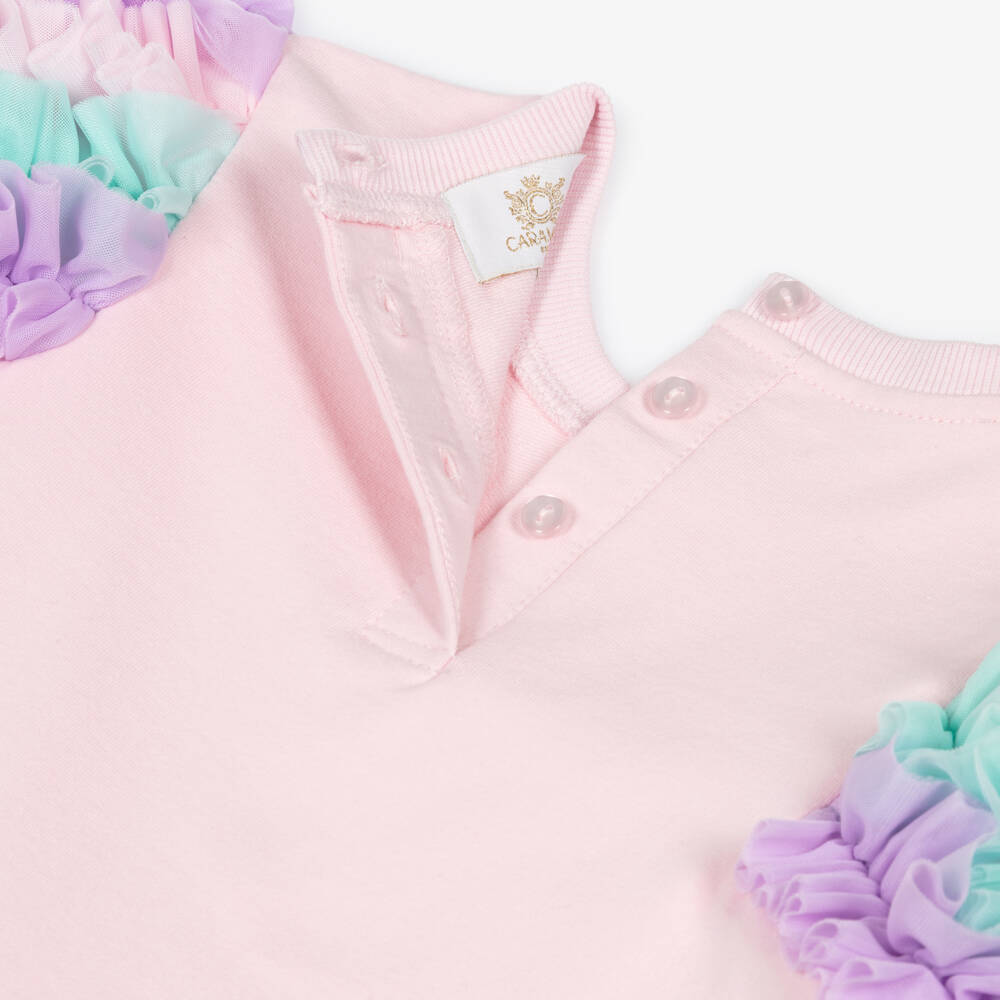 Caramelo Kids-Girls Pink Tulle Trim Cotton Jersey Dress with Tumbler | Childrensalon Outlet