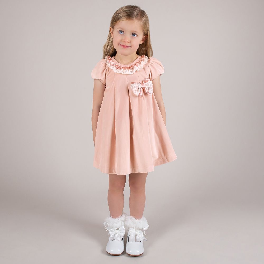 Caramelo Kids - Girls Pink Velour Dress | Childrensalon Outlet