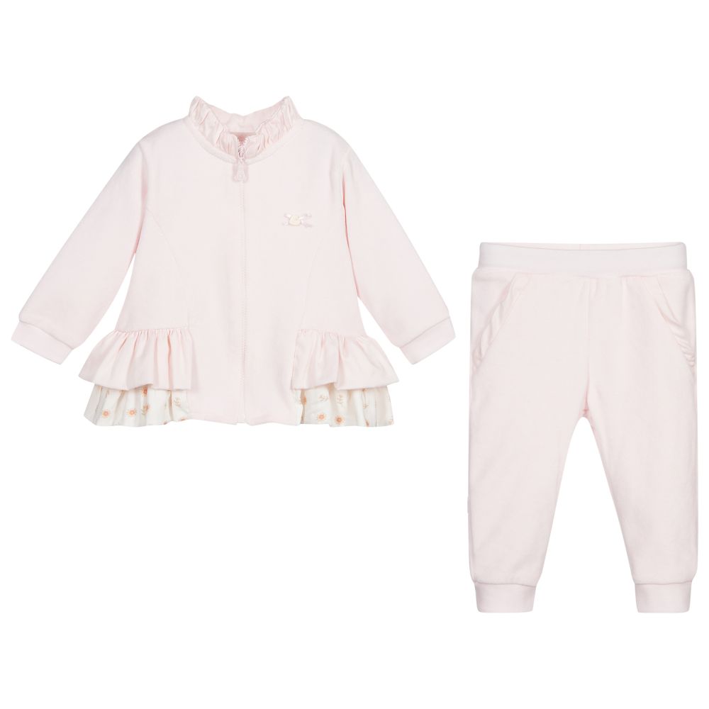 كاراميلو كيدز -بدلة رياضية قطن قطيفة لون زهري للبنات | Childrensalon Outlet