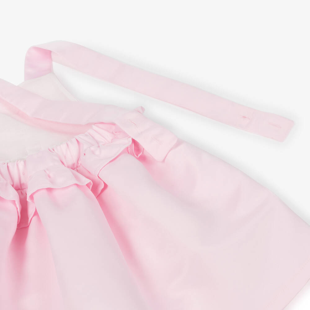 Caramelo Kids-Girls Pink & White Cotton Dress Set with Bow Hairband | Childrensalon Outlet