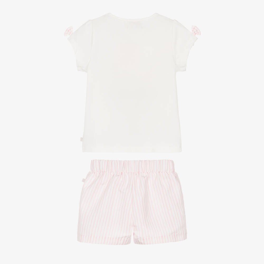 Caramelo Kids-Girls Pink & White Striped Shorts Set with Sunglasses | Childrensalon Outlet