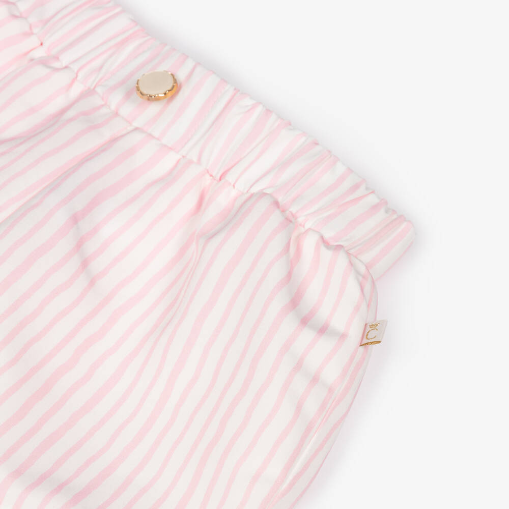 Caramelo Kids-Girls Pink & White Striped Shorts Set with Sunglasses | Childrensalon Outlet