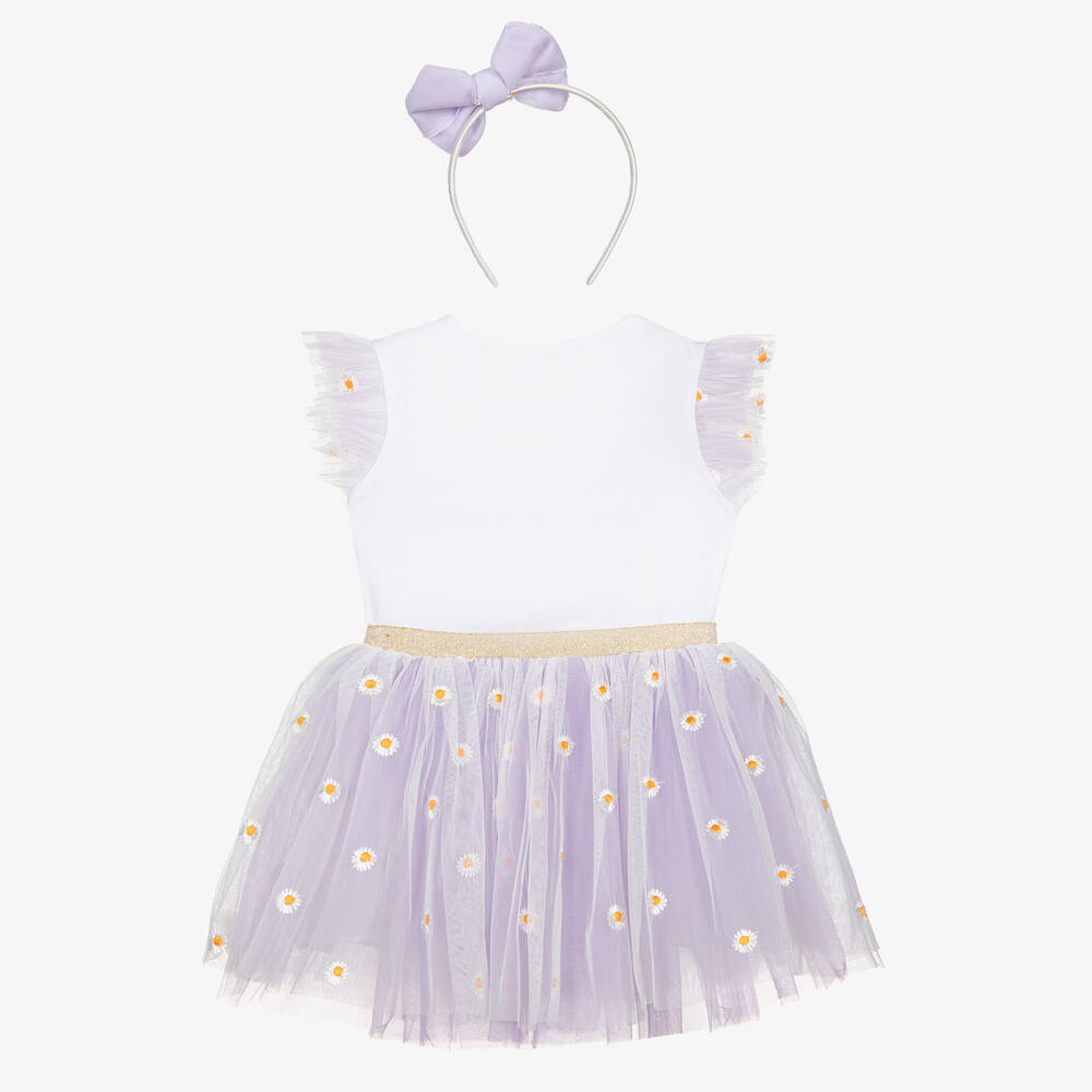 Caramelo Kids-Girls Purple Daisy Tulle Skirt Set | Childrensalon Outlet