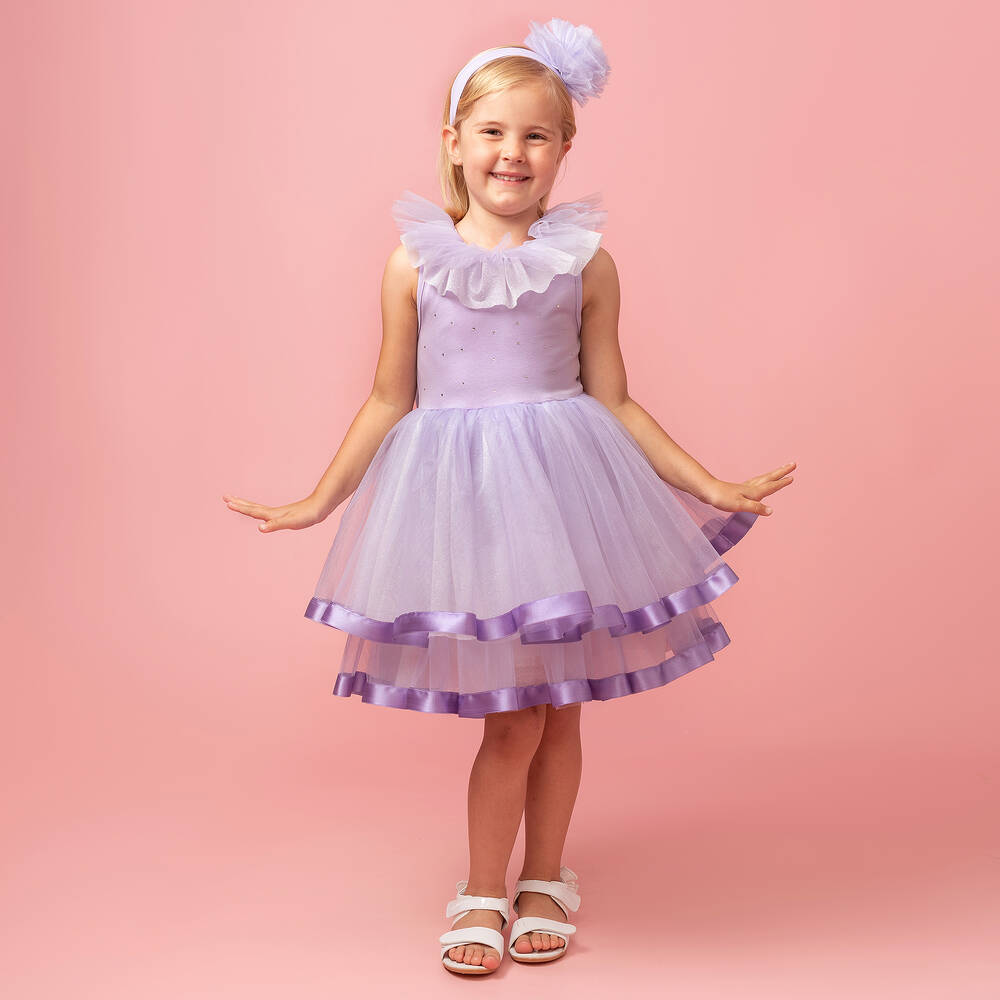 Caramelo Kids-Girls Purple & Glitter Tulle Dress Set | Childrensalon Outlet