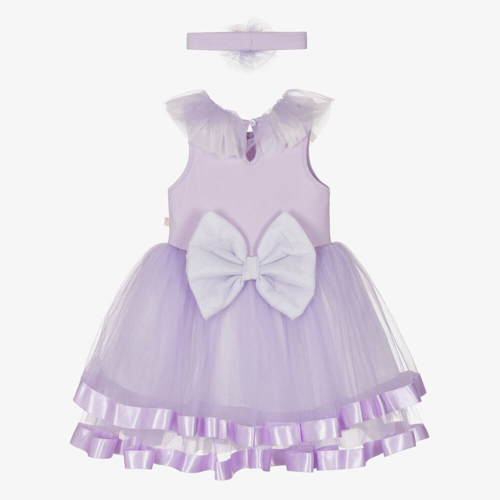 Caramelo Kids-Girls Purple & Glitter Tulle Dress Set | Childrensalon Outlet