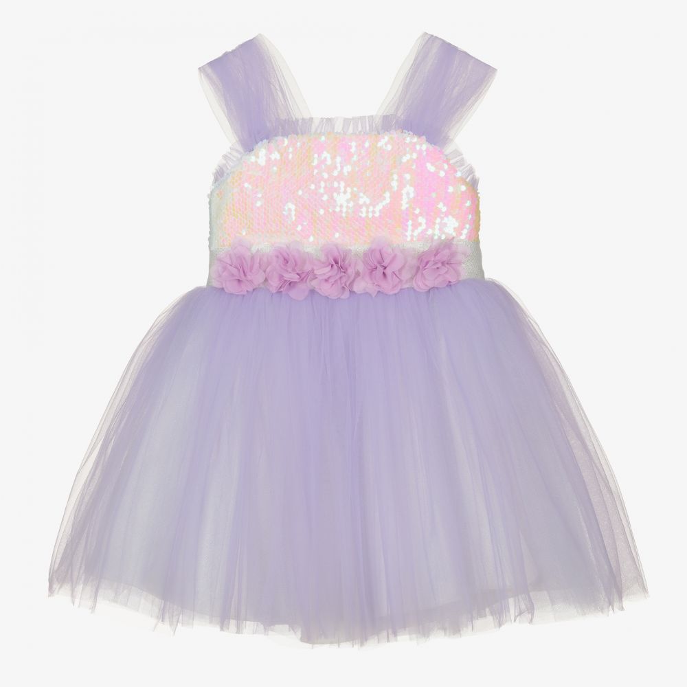 Caramelo Kids - Нарядное фиолетовое платье из тюля для девочек | Childrensalon