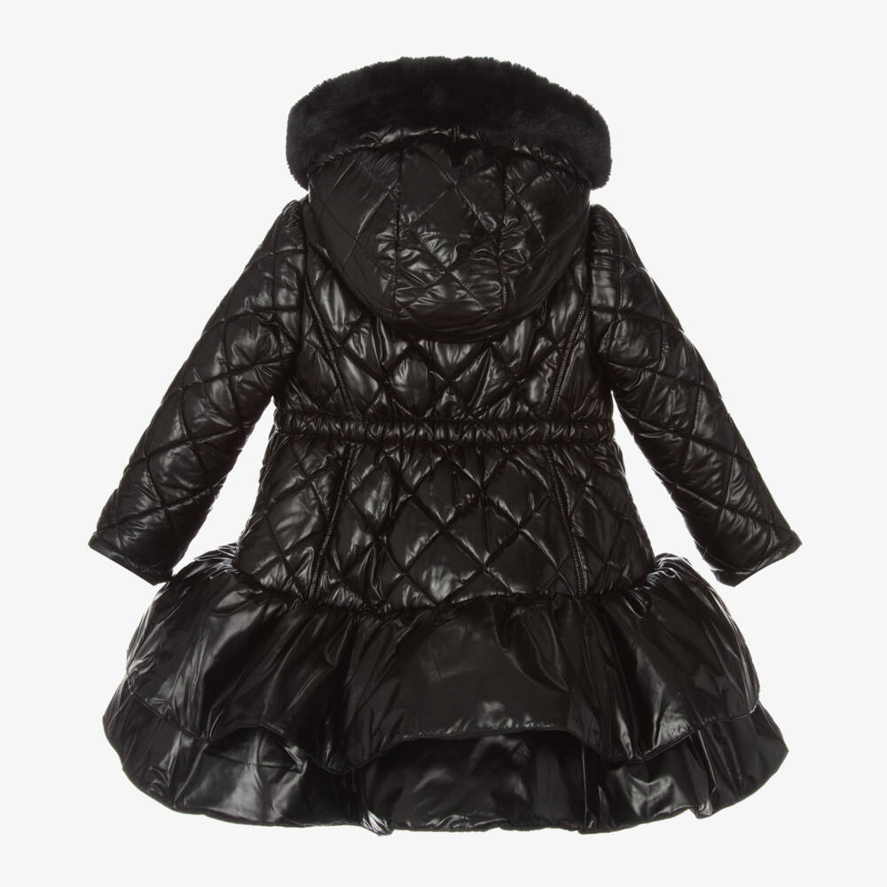 Caramelo Kids-Girls Quilted Black Hooded Jacket | Childrensalon Outlet
