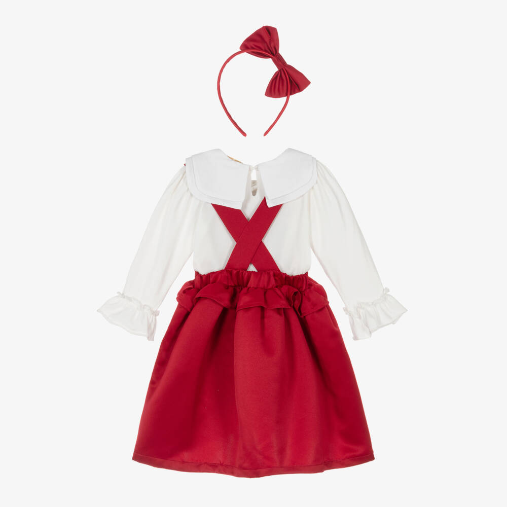 Caramelo Kids-Комплект красного хлопкового платья с бантом для девочек | Childrensalon Outlet
