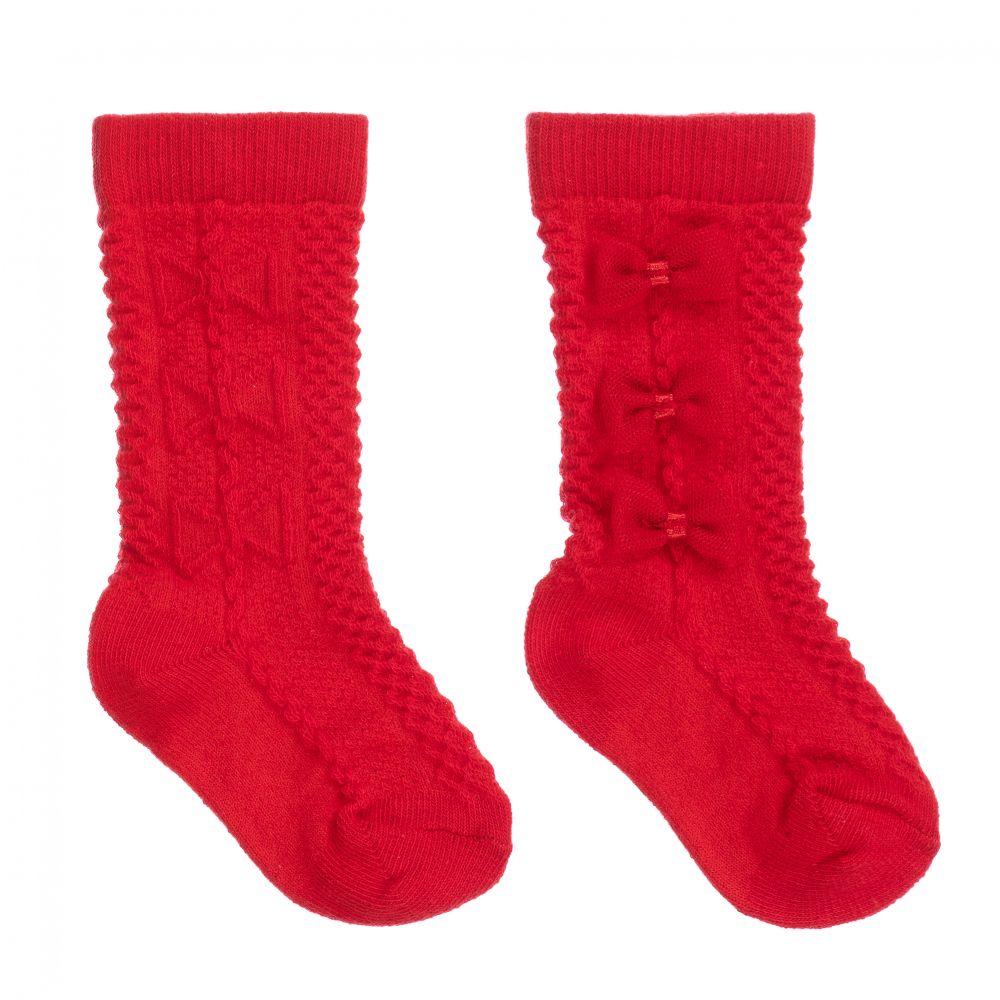 Caramelo Kids - Girls Red Cotton Socks | Childrensalon